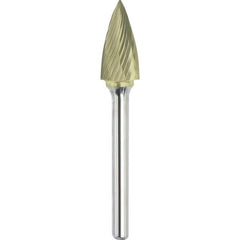 Made in USA - 1/2" Cut Diam, 0.2362" Shank Diam, Tree Head Single Cut Burr - Carbide, 19mm LOC, 64mm OAL - Americas Industrial Supply