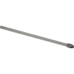 Made in USA - 1/4" Cut Diam, 1/4" Shank Diam, Oval Head Single Cut Burr - Carbide, 3/8" LOC, 6" OAL - Americas Industrial Supply