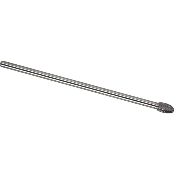 Made in USA - 6mm Cut Diam, 0.2362" Shank Diam, Oval Head Single Cut Burr - Carbide, 9.5mm LOC, 160mm OAL - Americas Industrial Supply