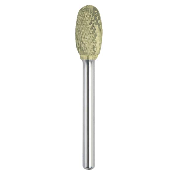 Made in USA - 1/2" Cut Diam, 0.2362" Shank Diam, Oval Head Double Cut Burr - Carbide, 22mm LOC, 67mm OAL - Americas Industrial Supply