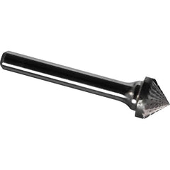 Made in USA - 3/8" Cut Diam, 1/4" Shank Diam, Cone Head Diamond Cut Burr - Carbide, 3/16" LOC, 1-15/16" OAL - Americas Industrial Supply