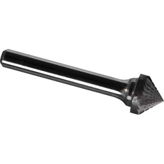 Made in USA - 7/16" Cut Diam, 1/4" Shank Diam, Cone Head Diamond Cut Burr - Carbide, 1/4" LOC, 2" OAL - Americas Industrial Supply