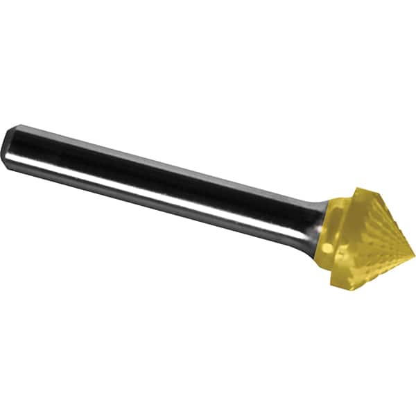 Made in USA - 9.5mm Cut Diam, 0.2362" Shank Diam, Cone Head Diamond Cut Burr - Carbide, 4.7mm LOC, 49.7mm OAL - Americas Industrial Supply