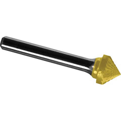 Made in USA - 9.5mm Cut Diam, 0.2362" Shank Diam, Cone Head Diamond Cut Burr - Carbide, 4.7mm LOC, 49.7mm OAL - Americas Industrial Supply