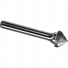 Made in USA - 3/4" Cut Diam, 1/4" Shank Diam, Cone Head Chipbreaker Cut Burr - Carbide, 3/8" LOC, 2-1/8" OAL - Americas Industrial Supply
