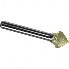 Made in USA - 1/2" Cut Diam, 0.2362" Shank Diam, Cone Head Chipbreaker Cut Burr - Carbide, 6.3mm LOC, 51.3mm OAL - Americas Industrial Supply