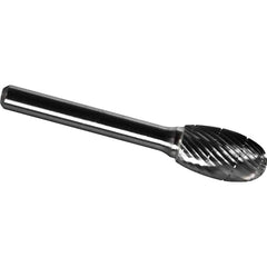 Made in USA - 5/8" Cut Diam, 1/4" Shank Diam, Oval Head Chipbreaker Cut Burr - Carbide, 1" LOC, 2-3/4" OAL - Americas Industrial Supply