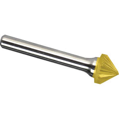 Made in USA - 1/4" Cut Diam, 1/4" Shank Diam, Cone Head Single Cut Burr - Carbide, 1/8" LOC, 2" OAL - Americas Industrial Supply
