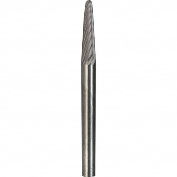 Made in USA - 1/8" Cut Diam, 1/8" Shank Diam, Cone Head Chipbreaker Cut Burr - Carbide, 1/2" LOC, 1-1/2" OAL - Americas Industrial Supply