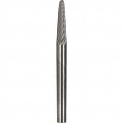 Made in USA - 3mm Cut Diam, 0.1181" Shank Diam, Cone Head Aluma Cut Burr - Carbide, 9.5mm LOC, 38mm OAL - Americas Industrial Supply