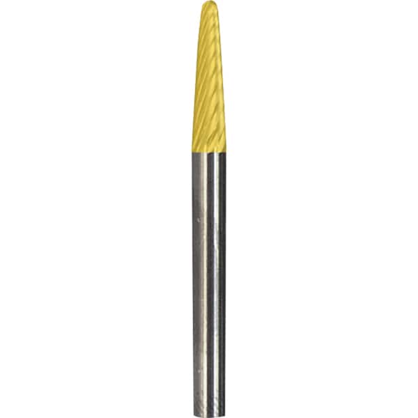Made in USA - 3mm Cut Diam, 0.1181" Shank Diam, Cone Head Double Cut Burr - Carbide, 12.7mm LOC, 38mm OAL - Americas Industrial Supply
