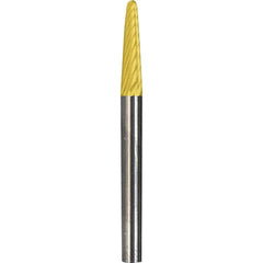 Made in USA - 3mm Cut Diam, 0.1181" Shank Diam, Cone Head Double Cut Burr - Carbide, 12.7mm LOC, 38mm OAL - Americas Industrial Supply