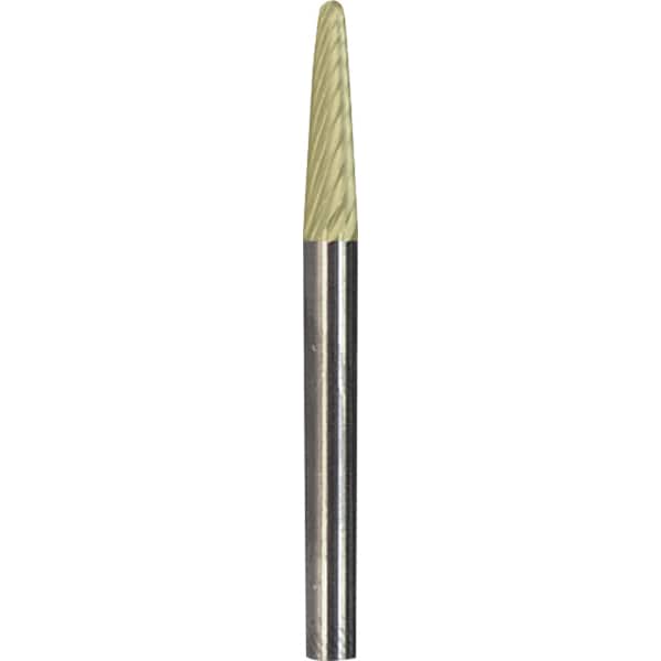 Made in USA - 3mm Cut Diam, 0.1181" Shank Diam, Cone Head Double Cut Burr - Carbide, 9.5mm LOC, 38mm OAL - Americas Industrial Supply