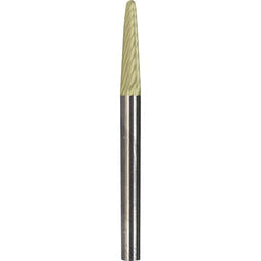 Made in USA - 1/8" Cut Diam, 1/8" Shank Diam, Cone Head Diamond Cut Burr - Carbide, 1/2" LOC, 1-1/2" OAL - Americas Industrial Supply