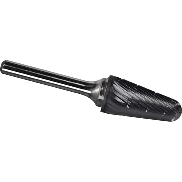 Made in USA - 3/8" Cut Diam, 1/4" Shank Diam, Cone Head Chipbreaker Cut Burr - Carbide, 1-1/16" LOC, 2-13/16" OAL - Americas Industrial Supply