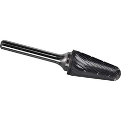 Made in USA - 3/8" Cut Diam, 1/4" Shank Diam, Cone Head Chipbreaker Cut Burr - Carbide, 1-1/16" LOC, 2-13/16" OAL - Americas Industrial Supply