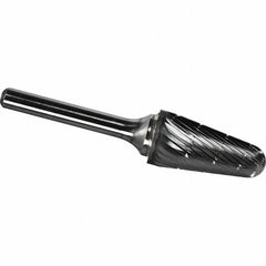 Made in USA - 5/16" Cut Diam, 1/4" Shank Diam, Cone Head Chipbreaker Cut Burr - Carbide, 7/8" LOC, 2-5/8" OAL - Americas Industrial Supply