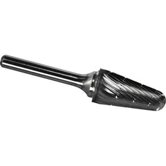 Made in USA - 3/8" Cut Diam, 1/4" Shank Diam, Cone Head Chipbreaker Cut Burr - Carbide, 1-1/16" LOC, 2-13/16" OAL - Americas Industrial Supply