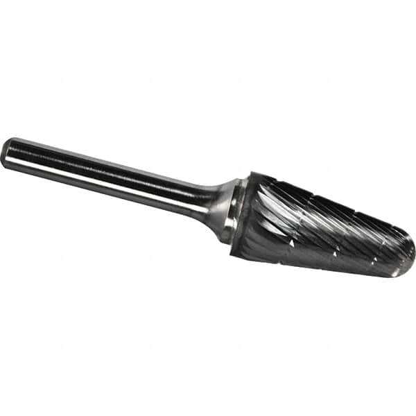 Made in USA - 9.5mm Cut Diam, 0.2362" Shank Diam, Cone Head Chipbreaker Cut Burr - Carbide, 27mm LOC, 72mm OAL - Americas Industrial Supply