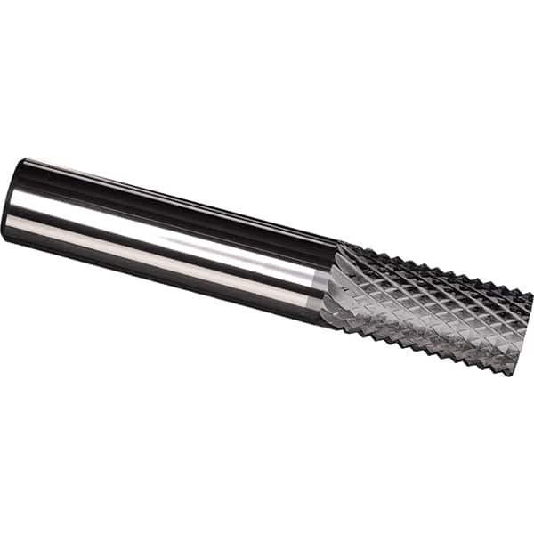 Made in USA - 5mm Diam, 16mm LOC, Plain End, Solid Carbide Diamond Pattern Router Bit - Right Hand Cut, 50mm OAL, Use on Fiberglass - Americas Industrial Supply
