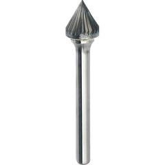 Made in USA - 19mm Cut Diam, 0.2362" Shank Diam, Cone Head Single Cut Burr - Carbide, 17.5mm LOC, 62.5mm OAL - Americas Industrial Supply