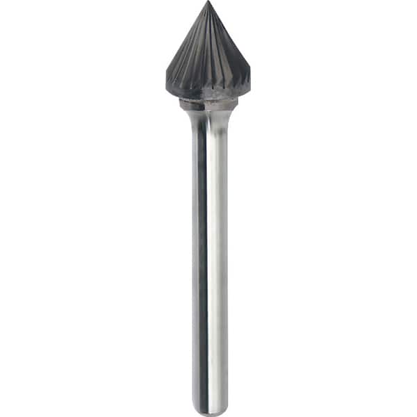 Made in USA - 1/2" Cut Diam, 0.2362" Shank Diam, Cone Head Single Cut Burr - Carbide, 11mm LOC, 56mm OAL - Americas Industrial Supply