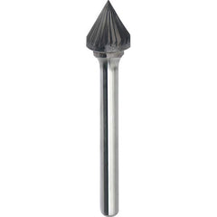 Made in USA - 1/2" Cut Diam, 0.2362" Shank Diam, Cone Head Single Cut Burr - Carbide, 11mm LOC, 56mm OAL - Americas Industrial Supply