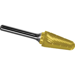 Made in USA - 9.5mm Cut Diam, 0.2362" Shank Diam, Cone Head Chipbreaker Cut Burr - Carbide, 27mm LOC, 71mm OAL - Americas Industrial Supply