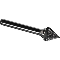 Made in USA - 9.5mm Cut Diam, 0.2362" Shank Diam, Cone Head Diamond Cut Burr - Carbide, 8mm LOC, 53mm OAL - Americas Industrial Supply