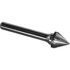 Made in USA - 19mm Cut Diam, 0.2362" Shank Diam, Cone Head Chipbreaker Cut Burr - Carbide, 17.5mm LOC, 62.5mm OAL - Americas Industrial Supply