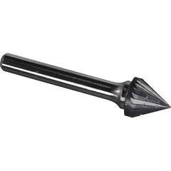 Made in USA - 3/8" Cut Diam, 1/4" Shank Diam, Cone Head Chipbreaker Cut Burr - Carbide, 5/16" LOC, 2-1/16" OAL - Americas Industrial Supply