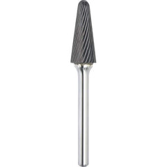 Made in USA - 9.5mm Cut Diam, 0.2362" Shank Diam, Cone Head Single Cut Burr - Carbide, 27mm LOC, 72mm OAL - Americas Industrial Supply