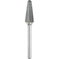 Made in USA - 9.5mm Cut Diam, 0.2362" Shank Diam, Cone Head Single Cut Burr - Carbide, 27mm LOC, 72mm OAL - Americas Industrial Supply