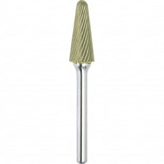 Made in USA - 9.5mm Cut Diam, 0.2362" Shank Diam, Cone Head Single Cut Burr - Carbide, 27mm LOC, 72mm OAL - Americas Industrial Supply