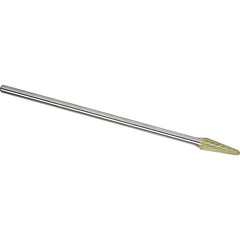 Made in USA - 3/8" Cut Diam, 1/4" Shank Diam, Cone Head Single Cut Burr - Carbide, 1-1/16" LOC, 7-1/16" OAL - Americas Industrial Supply