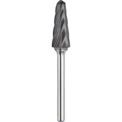 Made in USA - 9.5mm Cut Diam, 0.2362" Shank Diam, Cone Head Aluma Cut Burr - Carbide, 27mm LOC, 72mm OAL - Americas Industrial Supply