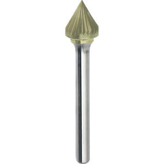 Made in USA - 3/16" Cut Diam, 3/16" Shank Diam, Cone Head Single Cut Burr - Carbide, 3/16" LOC, 2" OAL - Americas Industrial Supply