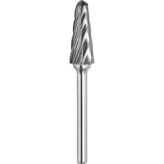 Made in USA - 8mm Cut Diam, 0.2362" Shank Diam, Cone Head Aluma Cut Burr - Carbide, 22mm LOC, 67mm OAL - Americas Industrial Supply