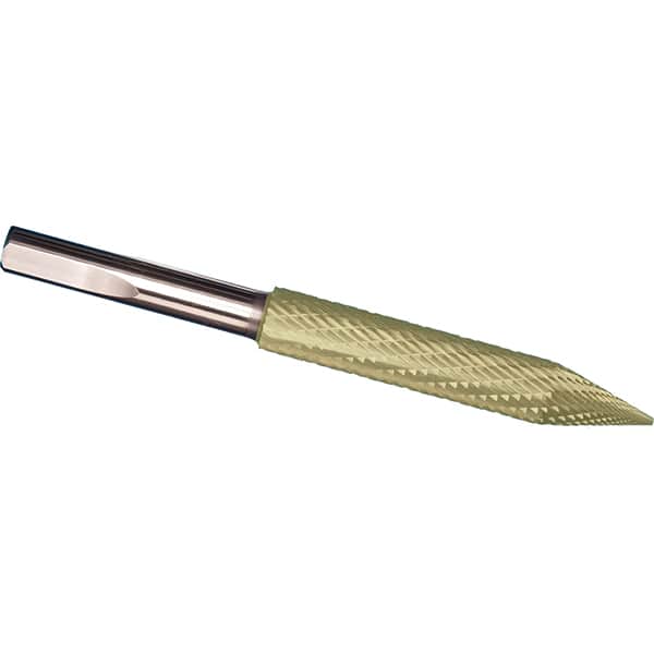 Made in USA - 7/32" Cut Diam, 1/4" Shank Diam, Cone Head Tire Cut Burr - Carbide, 2" LOC, 3" OAL - Americas Industrial Supply