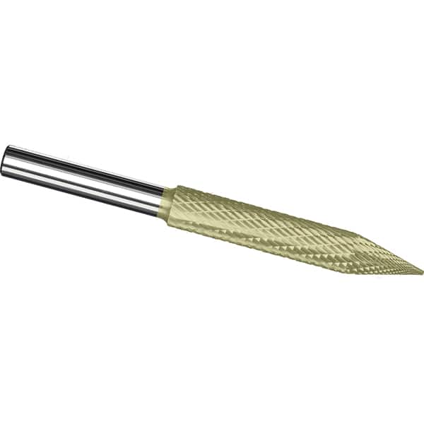 Made in USA - 3/16" Cut Diam, 3/16" Shank Diam, Cone Head Tire Cut Burr - Carbide, 1" LOC, 2" OAL - Americas Industrial Supply