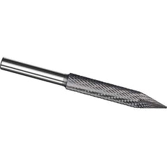 Made in USA - 1/4" Cut Diam, 1/4" Shank Diam, Cone Head Tire Cut Burr - Carbide, 2" LOC, 3" OAL - Americas Industrial Supply
