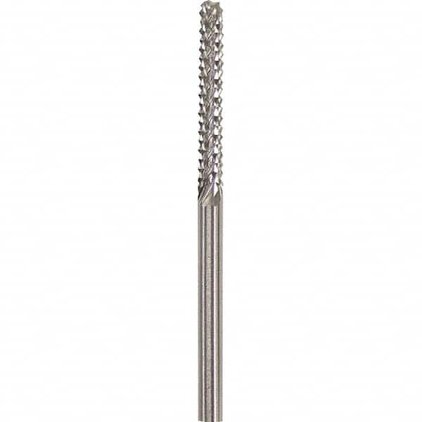 Made in USA - 1/8" Cut Diam, 1/8" Shank Diam, Cylinder Head Burr - Carbide, 1" LOC, 2" OAL - Americas Industrial Supply