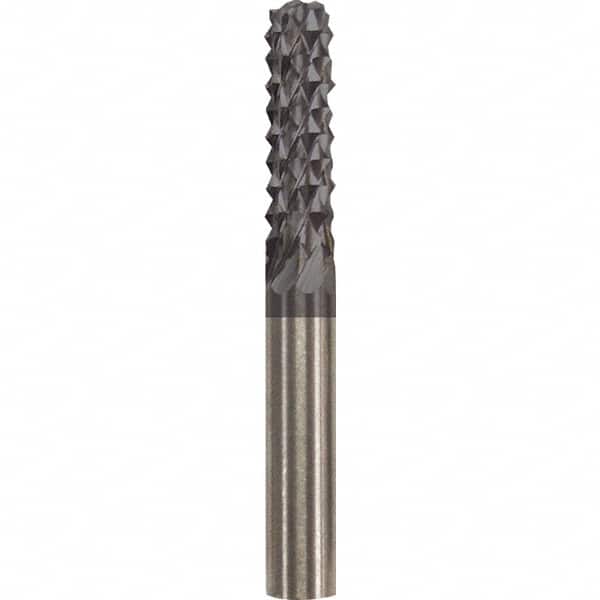 Made in USA - 1/4" Cut Diam, 1/4" Shank Diam, Cylinder Head Burr - Carbide, 1" LOC, 2" OAL - Americas Industrial Supply