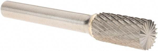 Made in USA - 3/8" Cut Diam, 1/4" Shank Diam, Cylinder with End Cut Head Double Cut Burr - Carbide, 3/4" LOC, 2-1/2" OAL - Americas Industrial Supply