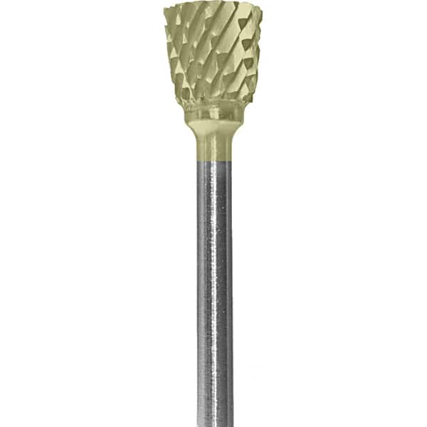 Made in USA - 6.3mm Cut Diam, 0.0925" Shank Diam, Inverted Cone Head Double Cut Burr - Carbide, 9.5mm LOC, 48mm OAL - Americas Industrial Supply