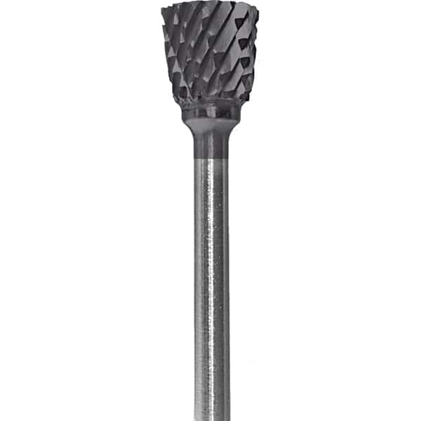Made in USA - 6.3mm Cut Diam, 0.0925" Shank Diam, Inverted Cone Head Double Cut Burr - Carbide, 9.5mm LOC, 48mm OAL - Americas Industrial Supply
