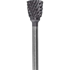 Made in USA - 6.3mm Cut Diam, 0.0925" Shank Diam, Inverted Cone Head Double Cut Burr - Carbide, 9.5mm LOC, 48mm OAL - Americas Industrial Supply