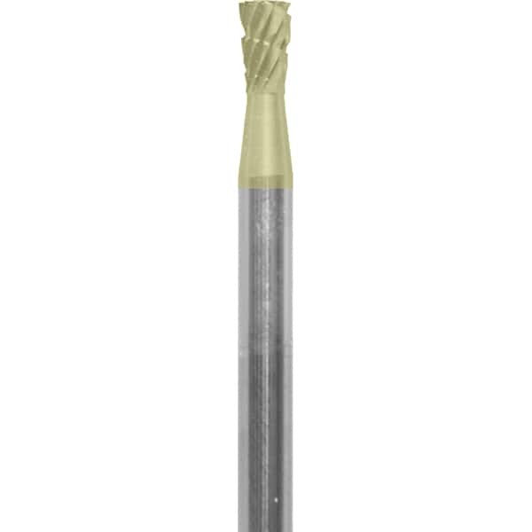 Made in USA - 3/32" Cut Diam, 0.0925" Shank Diam, Inverted Cone Head Chipbreaker Cut Burr - Carbide, 1/8" LOC, 1-1/2" OAL - Americas Industrial Supply