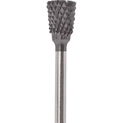 Made in USA - 2.3mm Cut Diam, 0.0925" Shank Diam, Tree with Radius Head Double Cut Burr - Carbide, 4.2mm LOC, 42.2mm OAL - Americas Industrial Supply