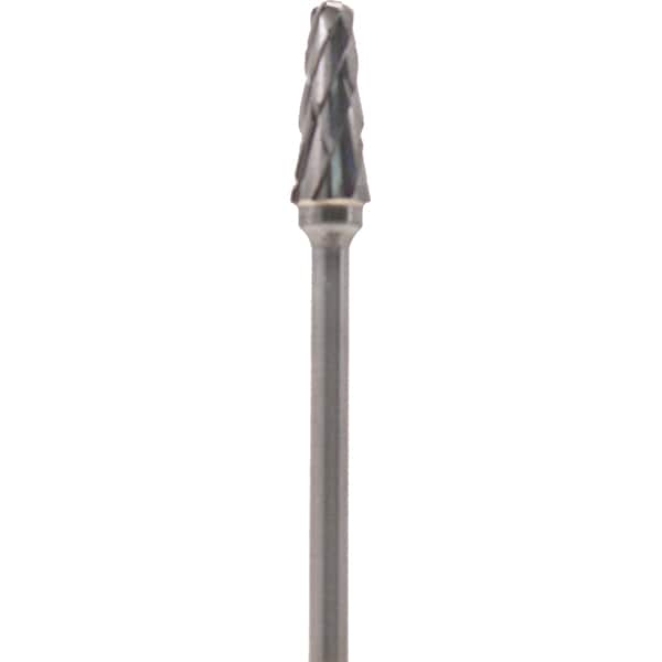 Made in USA - 5mm Cut Diam, 0.0925" Shank Diam, Cone Head Double Cut Burr - Carbide, 13mm LOC, 51mm OAL - Americas Industrial Supply